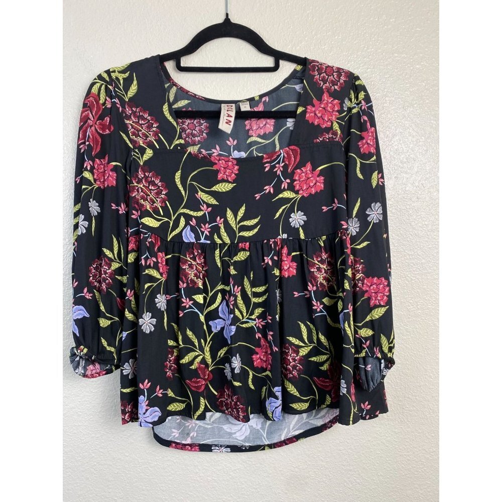 Anthropologie Dolan Womens Top Size XS Long 3/4 Sleeve Boho Peplum Floral